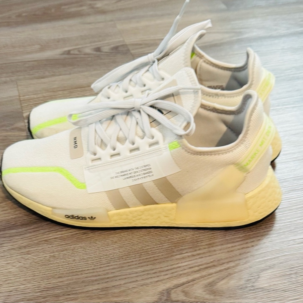 Adidas White and Lime Green Athletic Shoes